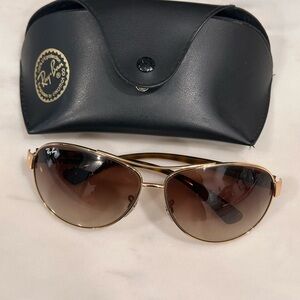 Ray-Ban Gold and Brown Aviator Sunglasses